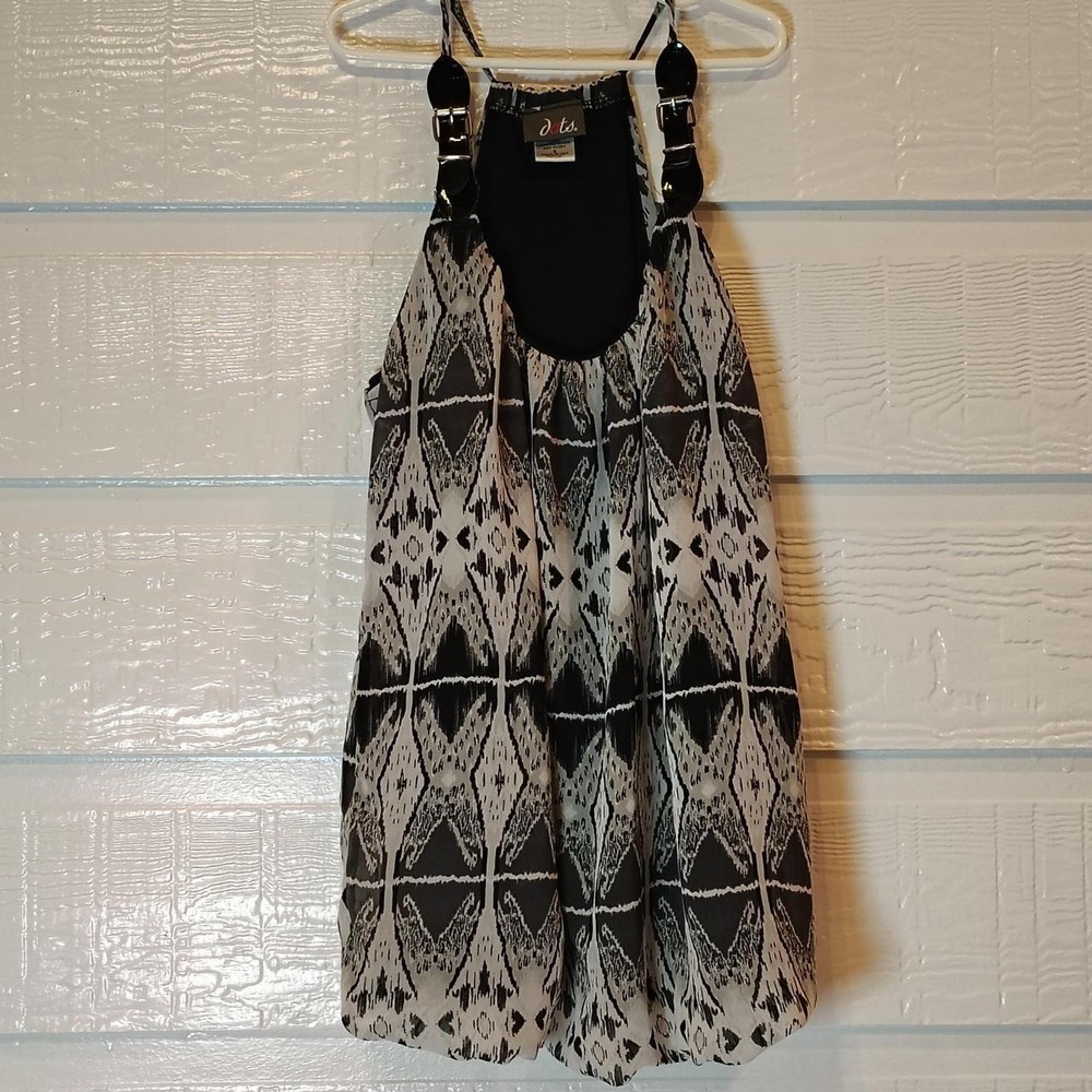 Y2K Halter Top Women S Black White Geometric Buckle Strap Chiffon Indie Sleaze
